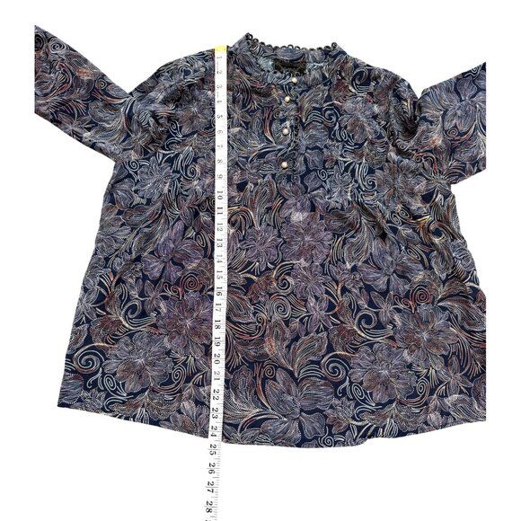Johnny Was Jade Venus Peasant Top Silk Floral Top Boho Womens Size M - Picture 8 of 9